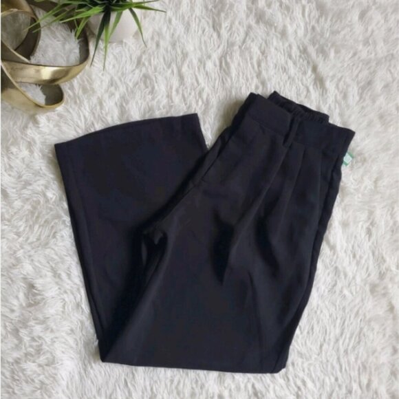 GAP Easy Crepe Drapey Pleated Black Loose Straight Elastic Pants Size 16 RT$80 - Picture 9 of 11